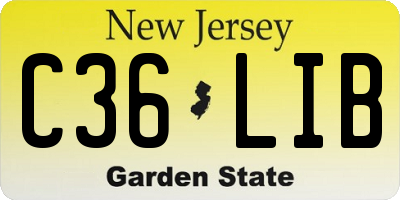 NJ license plate C36LIB