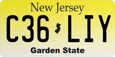 NJ license plate C36LIY
