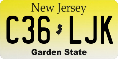 NJ license plate C36LJK