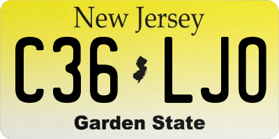 NJ license plate C36LJO