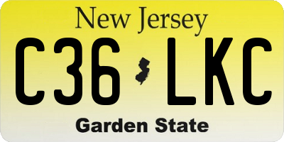 NJ license plate C36LKC