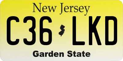 NJ license plate C36LKD