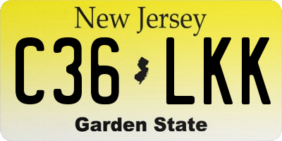 NJ license plate C36LKK