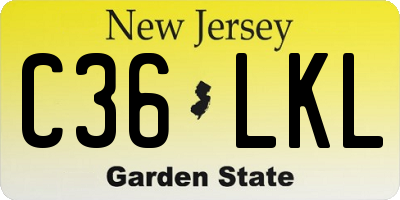 NJ license plate C36LKL