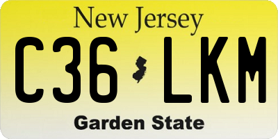 NJ license plate C36LKM