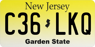 NJ license plate C36LKQ