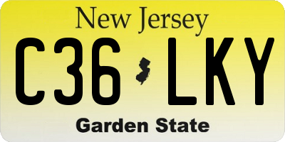 NJ license plate C36LKY