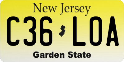 NJ license plate C36LOA