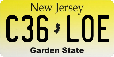 NJ license plate C36LOE