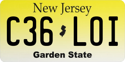 NJ license plate C36LOI