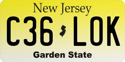 NJ license plate C36LOK