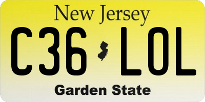 NJ license plate C36LOL