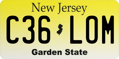 NJ license plate C36LOM