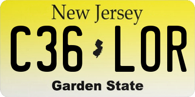 NJ license plate C36LOR
