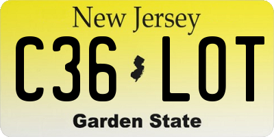 NJ license plate C36LOT