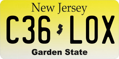 NJ license plate C36LOX