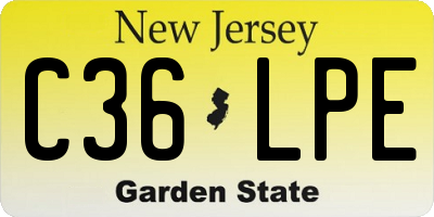 NJ license plate C36LPE