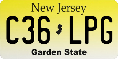 NJ license plate C36LPG