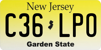 NJ license plate C36LPO