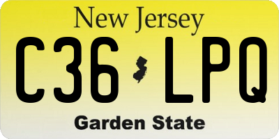 NJ license plate C36LPQ