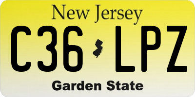 NJ license plate C36LPZ