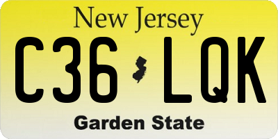 NJ license plate C36LQK