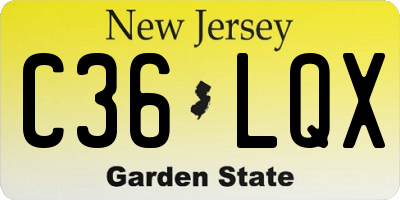 NJ license plate C36LQX