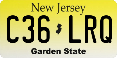 NJ license plate C36LRQ