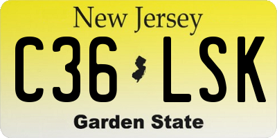 NJ license plate C36LSK