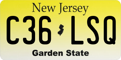 NJ license plate C36LSQ