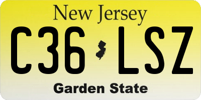 NJ license plate C36LSZ