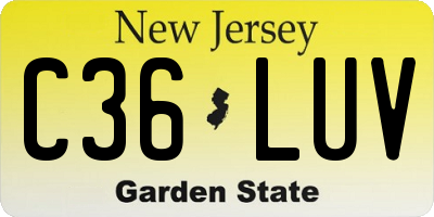 NJ license plate C36LUV