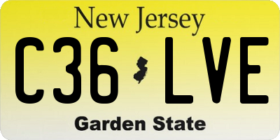 NJ license plate C36LVE
