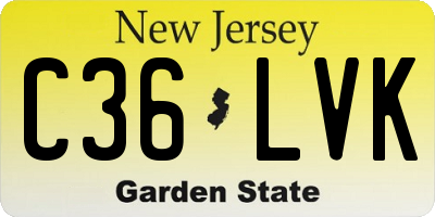 NJ license plate C36LVK