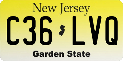 NJ license plate C36LVQ