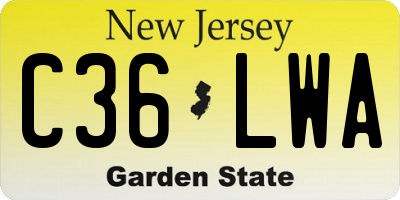 NJ license plate C36LWA
