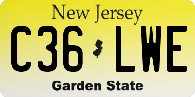 NJ license plate C36LWE