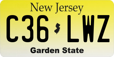 NJ license plate C36LWZ