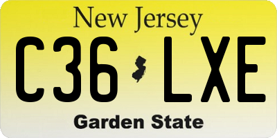 NJ license plate C36LXE