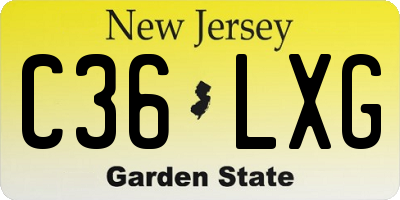 NJ license plate C36LXG