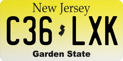 NJ license plate C36LXK