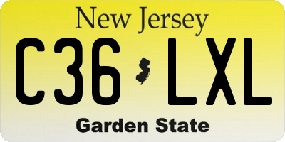 NJ license plate C36LXL