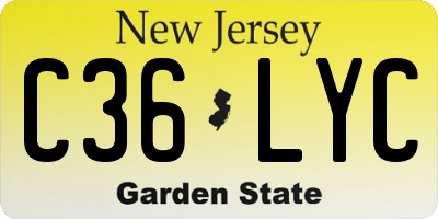 NJ license plate C36LYC