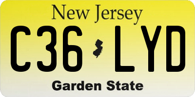 NJ license plate C36LYD