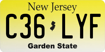 NJ license plate C36LYF