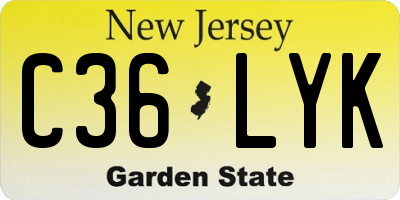 NJ license plate C36LYK