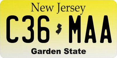 NJ license plate C36MAA