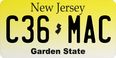 NJ license plate C36MAC