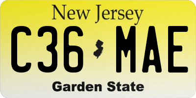 NJ license plate C36MAE