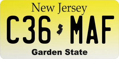NJ license plate C36MAF